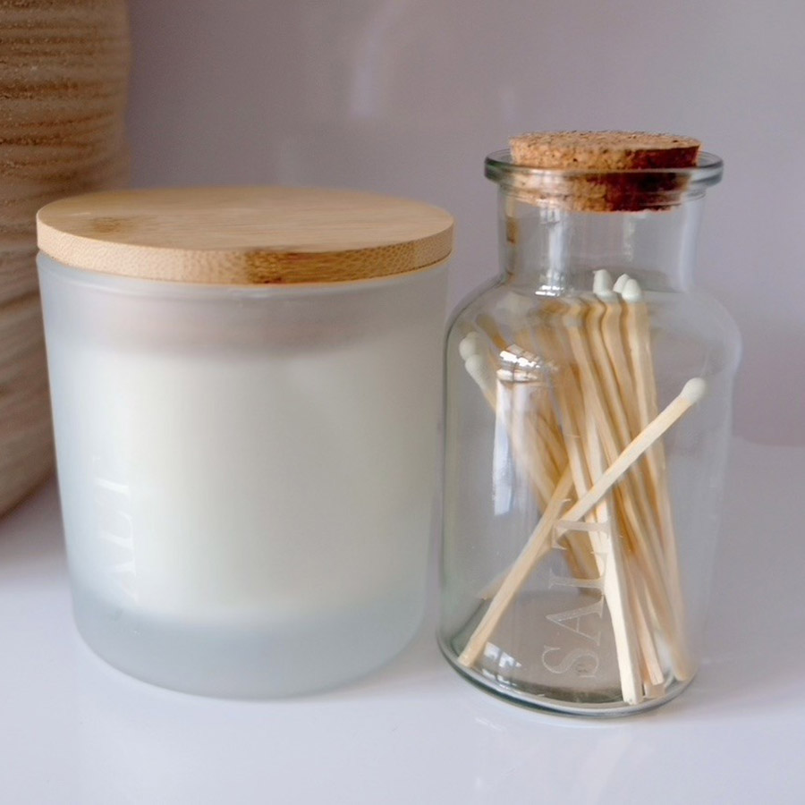 SALT Beauty Soy Candle Large & Matchsticks in Glass